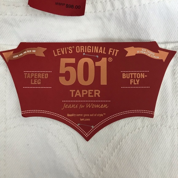 Levi’s 501 White Taper Jeans - Picture 6 of 8